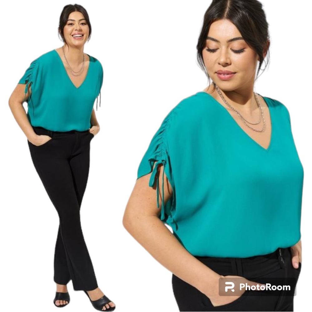 Torrid Georgette Dolman Shirring Tie Detail Blouse
